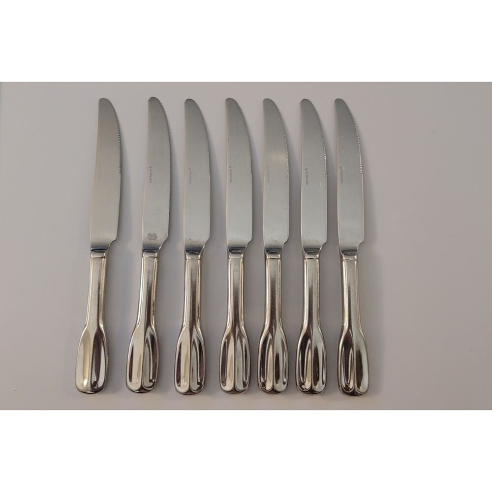 7 Hoffritz Wyndham Stainless Steel Fiddle Shape French Hollow Knives 9 1/4"